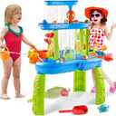YAZ&OUZ Water Table for Toddlers 1-3, 3-Tier Kids Water Table, Water Tables for Toddlers 3-5 Features Swimming Crabs & Dolphins, Rain Showers Splash Pond, Activity Sensory Play Table for Boys Girls, 59.5x39x72.8cm