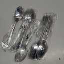 Amazon Basics Stainless Steel Dishwasher Safe Dinner Spoons with Pearled Edge, Large Tablespoons, 7.7 inches, Pack of 12, Silver