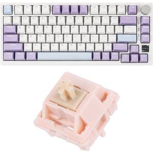 Ajazz AK820 Pro 75% Mechanical Gaming Keyboard, Gasket-Mounted with TFT Smart Display & Knob, 82 Keys, Nude Rosa, Silent Switches, USB-C, 2.4GHz, RGB Backlighting