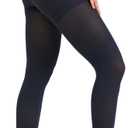 MGANG Medical Compression Pantyhose for Women & Men, Footless Waist High Compression Stockings Opaque, 15-20 mmHg Support Pantyhose, Firm Support Hose for Edema, Varicose Veins, Nursing, Navy Blue M