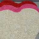 Timgle 3 Pcs Valentines Day Heart Shaped Rugs Galentine Day Love Bath Mats Cute Rugs Non Slip Washable for Home Entrance Bathroom Shower Floor Decor, 20'' x 24'' (Chenille, White Pink Red)