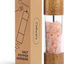 Wood Salt and Pepper Grinder, Salt Grinder and Pepper Mill, Oak Wood Shakers with Adjustable Ceramic Grinders - 8 inches, 1 Pack