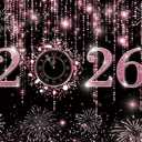 LYCGS 94.4''x 70.8''Fabric Pink Happy New Year Photography Background 2026 New Years Eve Party Decor Banner X-488