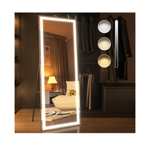 LED Full Length Mirror, 20x65 Inch Black Frame with Lighted Dimmable&3 Color Modes Full Body Floor Standing and Wall Mounted Long Mirror