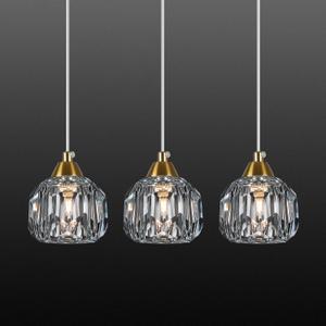 Weesalife Crystal Chandeliers for Dining Room Lights Fixture Over Table, 3 Pack Gold Modern Pendant Light Fixture，Crystal Pendant Lighting for Kitchen Island Bathroom Bar, Brass