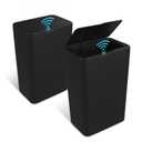 Naisu 2 Pack 4 Gal Bathroom Trash Can with Lid,Automatic Garbage Can with Touchless and Sealed Design,Slim Motion Sensor Waterproof Plastic Trash Bin Suitable for Bedrooms,Bathrooms,Kitchens,Black