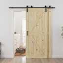 SMARTSTANDARD Double 36"x84" Bypass Barn Door with 6.6FT Track Hardware Kit Included, Unfinished Solid Wood, DIY Support, A Simple Assembly is Required