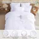 QSH White Ruffled Comforter Twin Size,3PCs Farmhouse Shabby Boho Chic White Bedding Comforter Twin Vintage Lightweight Fluffy Microfiber Bedding Set
