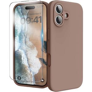 INGIDO for iPhone 17 Case, Liquid Silicone Cover with Camera Protection Anti-Scratch Soft Microfiber Lining Shockproof Protective Phone Case for iPhone 17 6.3", Light Brown
