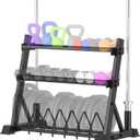 Dumbbell Rack 3-Tier Weight Plate Rack Storage Stand for Dumbbell/Kettlebell/Weight Plate and Curl Bar