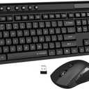 Wireless Keyboard and Mouse Combo, E-YOOSO Full-Sized Computer Wireless Keyboard and Optical Mouse, 2.4Ghz USB Lag-Free Cordless Combo, for Windows, Mac OS PC/Desktop/Laptop