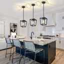 2 Pack Black Pendant Lights Kitchen Island, Modern Glass Kitchen Pendant Lighting Over Island Farmhouse Kitchen Hanging Light Fixtures for Dining Room Bathroom Hallway Foyer Lighting