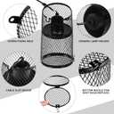 VIHOSE 1 Pcs Reptile Heat Lamp Guard with 150W Ceramic Heat Emitter Basking Anti Scald Heating Lamp Holder Mesh Cage Reptile Protection Lampshades for Lizard Snake Chick, Bulb Not Included (Black)