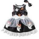 LATOBREATH Baby Girl Halloween Ghost Pumpkin Princess Costume Dress With Headband Clothes Set（12Y）