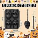 2 Set Halloween Skull Mold Kits 8 Cavity Silicone 3D Skull Baking Pans Cake Mold & 24 Wooden Skewers Bakeware for Halloween Ice Cupcake Chocolate Candy Apple Pizza Jelly Candy Pudding