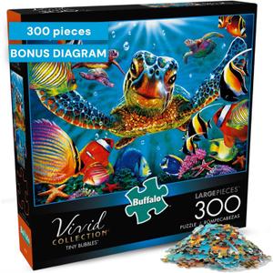 Buffalo Games - Tiny Bubbles - 300 Piece Puzzle for Adults - Oversized, Easy-to-Hold Pieces - Steve Sundram Ocean Scene - Premium Giftable Jigsaw