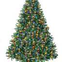 ININ 8FT Prelit Christmas Spruce Artificial Tree with Led Lights, Lighted Christmas TreeHinged Full Xmas Tree for Home Party Decoration,750 LED Lights,2168 Branch Tips, Metal Hinges & Foldable Base.