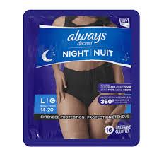 Always Discreet Adult Incontinence Overnight Underwear for Women, Large, Up to 100% Bladder Leak Protection, 32 Count (2 Packs of 16)