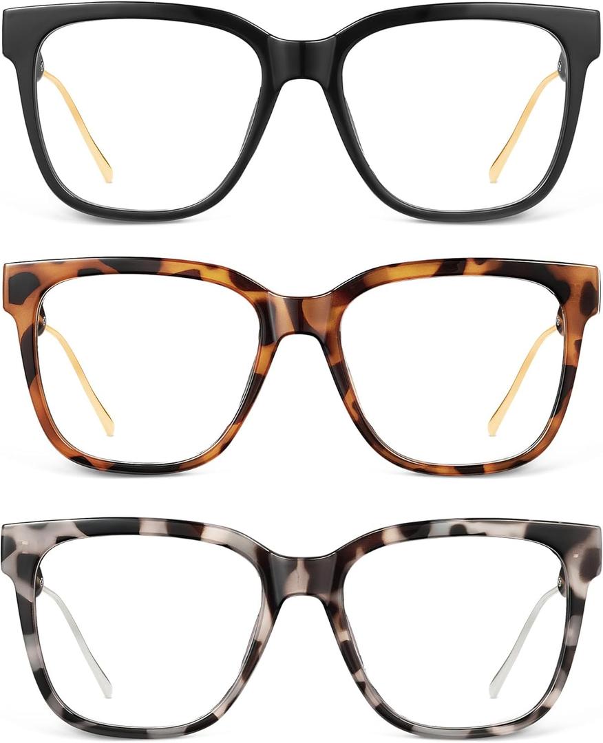 JM Oversized Reading Glasses for Women - Square Stylish Readers for Woman Men/W Blue Light Blocking Trendy Womens Reader, +2.25