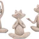 Suoedd Sandstone Frog Figurines Yoga Decor Set of 3 Frog Yoga Statues for Modern Living Room Table Office Bookshelf Shelves Home Sculptures Decor