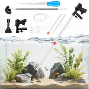 Aquarium Gravel Cleaner,Fish Tank Cleaner,Manual Vacuum Water Changer with 30ml Aquarium Vacuum Waste Remover Dropper, Cleaning Brush,Use for Water Changing Gravels Sand Washing