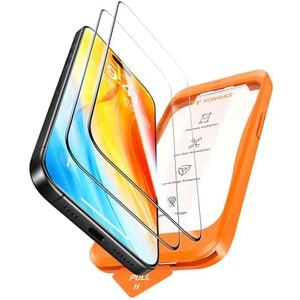 TORRAS Diamond Shield for iPhone 15 Pro Screen Protector [Military-Grade Protection] 9H+ Unbreakable Shatterproof Aerospace Tempered Glass Full Coverage InstaFit Bubble-Free, 2-Pack