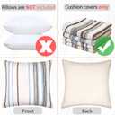 Coastal Blue Boho Throw Pillow Covers 18x18 Inch Farmhouse Decorative Striped Cushion Cases Accent Pillows Square Rustic Textured Woven Neutral Pillowcase for Sofa Couch Bed Living Room,Pack of 1