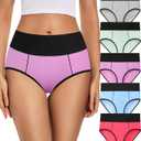 Womens Cotton Mid High Waisted Underwear Comfort Panties 5 Pack Briefs (M)