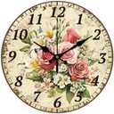 CHGCRAFT 12 Inch Wall Clock Retro Flowers Wall Clock Battery Operated Non Ticking Silent Flowers Decorative Kitchen Clock for Living Room Bedroom Home Office Decor