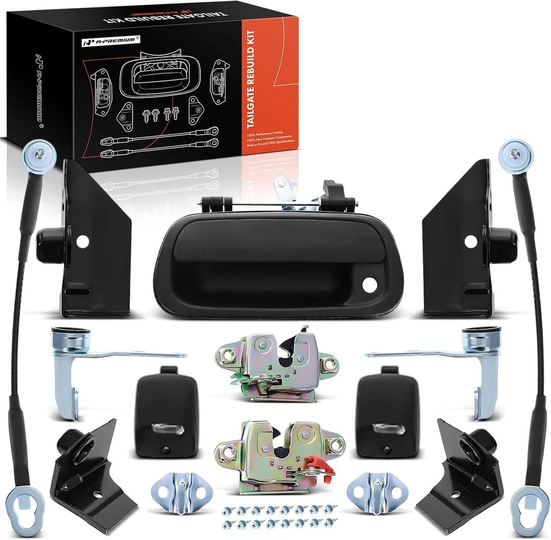 A-Premium Tailgate Rebuild Kit Compatible with Toyota Tundra 2000-2006, Rear Tailgate Parts Handle Bezel Latch Hinge Cable Lamp Striker Bolts (Pack of 31)