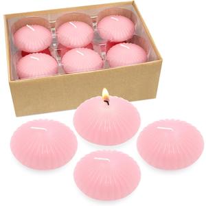 12 Pack 3 Inch Pink Floating Candles, 10 Hour Unscented Romantic Tealight Candles for Cylinder Vases, Centerpieces at Wedding Party Pool Holiday - Wavy Float Candle, 3 Inch, Pack of 12
