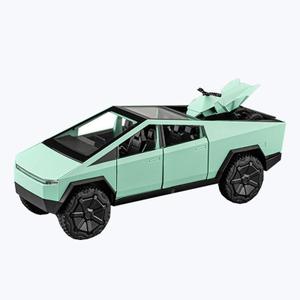 1:32 Simulated Pickup Alloy Car Model Sound and Light Return Toy Car Die-Cast Metal Off-Road Vehicle Boys Collect Ornaments Gifts (Green)