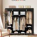 CASAMAYA Portable Closet, 66.9 Inch Large Capacity Wardrobe Closet with Cover, Clothes Storage Organizer with Shelves and 4 Hanging Rods, Easy to Assembly, Black PCT204B01, 66.9"L x 17.7"W x 70.9"H
