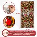 Cheetah and Cherry Birthday Decorations Foil Fringe Backdrop 4-Pack, Retro Leopard Print Bachelorette Party Supplies, 3.3 x 6.6ft Red Tinsel Curtain for Photo Booth, Upgraded Adhesive Stay