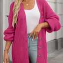 SHEWIN Pink Cardigan Sweaters for Women Trendy Casual Button Down Open Front Long Cardigans for Women Slouchy Comfy Womens Sweaters Strawberry Pink Large
