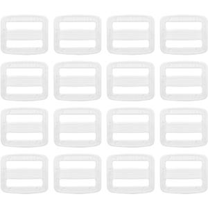 8 Pack Metal Slide Buckle, Tri-Glides Buckle Zinc Alloy Strap Adjuster Rectangle Buckle for Bag Belt (1", Transparent)