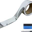 LZLRUN 2 Inches x 30 FT Chrome Mirror Vinyl Tape Wrap Adhesive Car Sticker Decal Film (Silver)