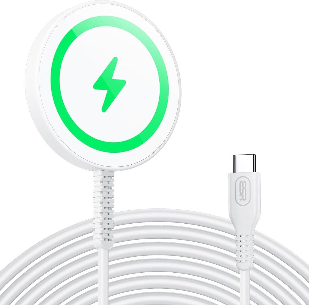 ESR for MagSafe Charger 15W Wireless Charger for iPhone Air 17-12, Apple Magnetic Charging Pad for AirPods 4/3/Pro/Pro 2, Galaxy S26/S25 Series with Dual USB A/C Ports, White