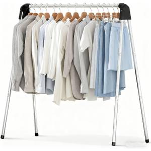 APEXCHASER 55 Inch Clothes Drying Rack Foldable, Stainless Steel Laundry Drying Rack Collapsible, Clothes Hanger for Sweater Baby Clothes Towel for Indoor & Outdoor, Portable Clothes Airer for Travel, 55.3 Inch