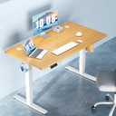 DUMOS 55 Inch Electric Standing Desk Height Adjustable, Sit to Stand Computer Workstations Large Work PC Table Home Office Writing Gaming Desks with Memory Presets for Walking Pad, Bedroom, Oak