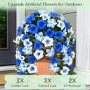 Yastouay Artificial Flowers for Outdoors, 4 Pack Artificial Petunias Fake Flowers, UV Resistant Realistic Hanging Flowers Plants for Outside Porch Patio Garden Spring Summer Decor(Blue White)