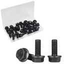 Yinpecly M8-1.25 X 20mm Flanged Hex Head Bolts Flange Hexagon Screws, External Flange Hex Drive Screws,Class 10.9 Black Finish,Alloy Steel, Fully Threaded, 25 PCS