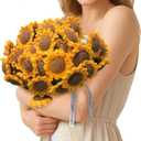 Crochet Flower Bouquet Blanket (59" Finished Blanket) Handmade Soft and Lightweight Sunflower Bouquet Knitted Throw Blankets Gifts for Birthday Christmas