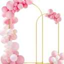 Metal Arch Backdrop Stand Set - Set of 2 (7.2ft/6.0ft), Gold Wedding Stand with Stable Base, Elegant Backdrop Cover for Party, Birthday, Baby Shower, Graduation, Easy to Assemble