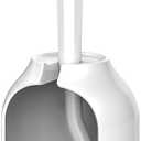 HAMITOR Toilet Bowl Brush Holder Set: Bathroom Deep Cleaning Toilet Cleaner Scrubber Under Rim with Curved Bristle for Dead Corner Clean - Hidden Rv Toilet Decorative Accessories with Caddy- White (1 pack)
