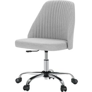 Yapamar Modern Fabric Armless Adjustable Swivel Office Desk Chairs with Wheels - Grey