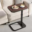 Adjustable Height TV Tray Table with Bumper Rounded Corner Design & Flip-top Side Table for Bedroom, Living Room, Bathroom and Study, End Table for Eating, Dinner or Laptop, Espresso