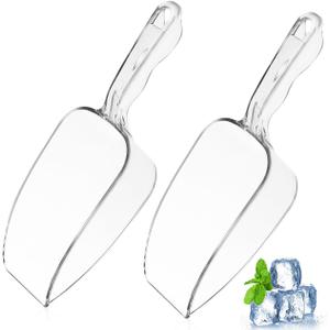 Kichvoe 2Pcs Ice Scoop for Freezer - Clear Plastic Food Scoops - Popcorn Scooper Multi-Purpose for Pet Food Candy Sugar Coffee Grounds