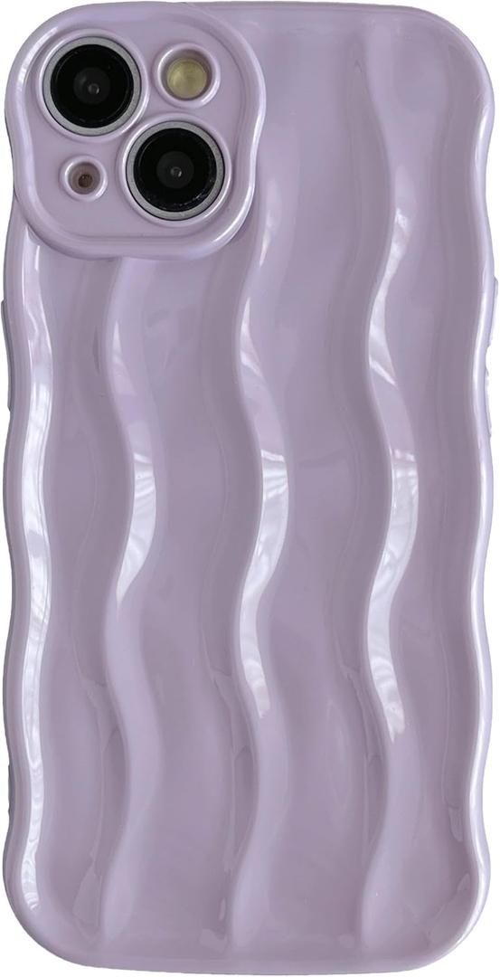 Caseative for iPhone 14 Case,Water Ripple Pattern Curly Wave Frame Soft Phone Case (LPurple)
