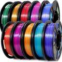 3D Printer Filament Bundle,1.75MM Silk PLA Filament Multicolor 250g*10 Rolls,Bulk Filament fits for Most FDM 3D Printers.
